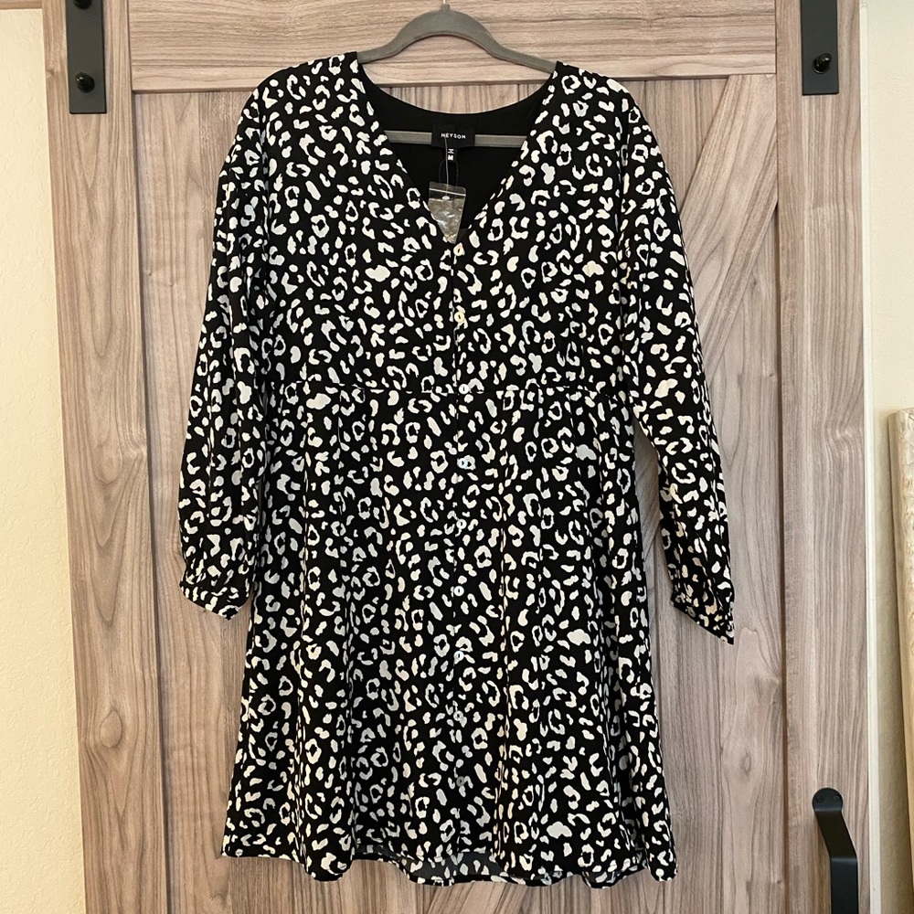 Heyson medium black/white leopard dress
